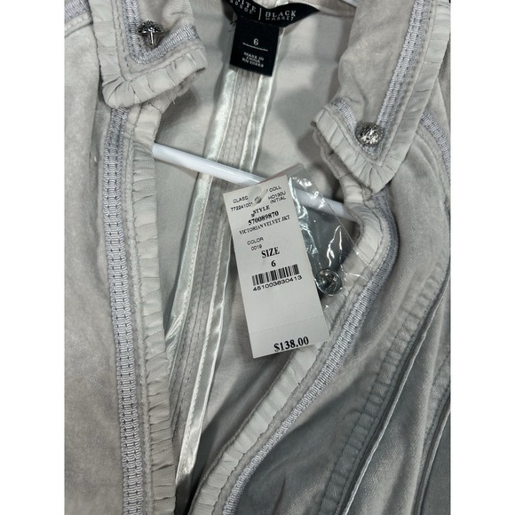 New White House Black Market Velvet Peplum Jacket Women's 6 Gray Preppy Stretch - Picture 4 of 6